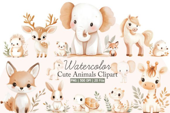 Download Watercolor Cute Animals PNG Clipart - Animals Collection