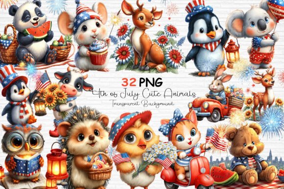 Download 4th of July Cute Animals PNG - Animals Collection