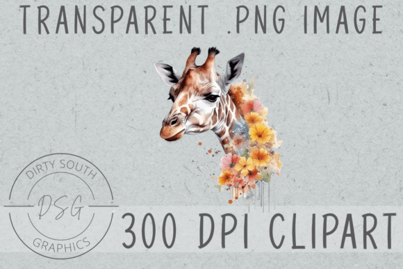 Download Watercolor Floral Giraffe Clip Art - Premium Resources