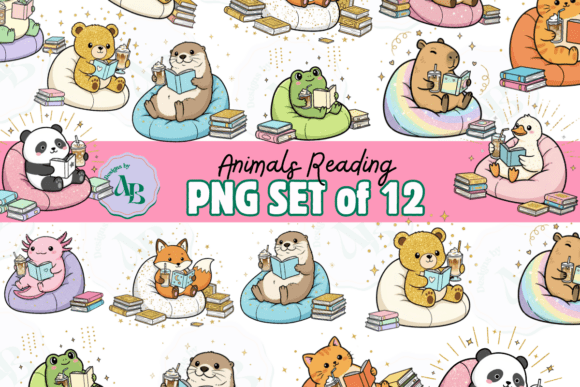 Download Bookish Animals Reading Clip Art Set - Premium Bundle