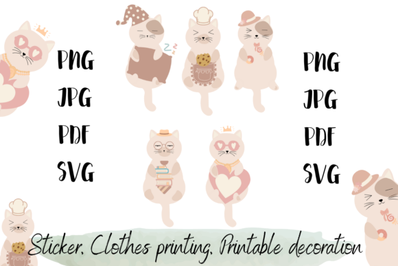 Download Cute Cat - Sticker, Printable Decor - Printable decor Collection