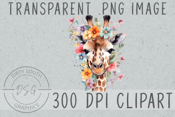 Download Watercolor Floral Giraffe Clip Art - Premium Resources