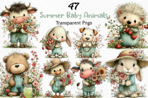Download Whimsical Summer Baby Animals Clipart - Animals Collection