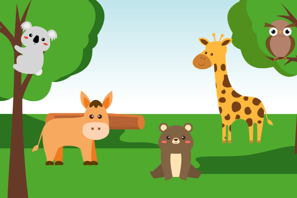 Download Cute Jungle Animals in Cartoon Style - Animals Collection