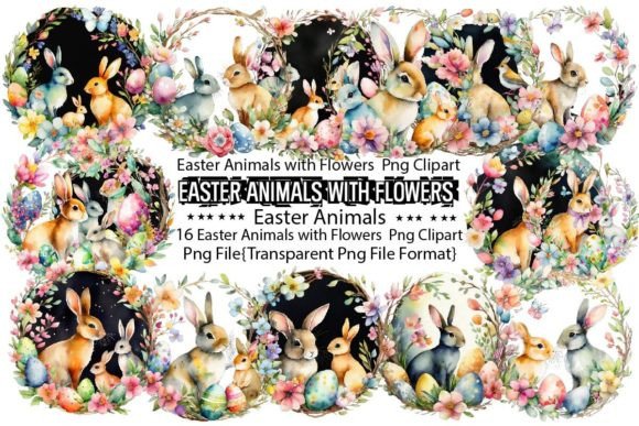 Download Easter Animals with Flowers Sublimation - Animals Collection