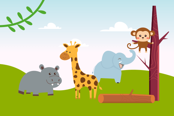 Download Cute Jungle Animals in Cartoon Style - Animals Collection