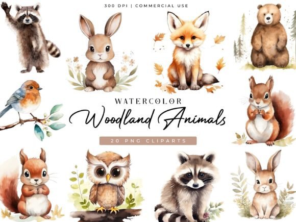 Download Woodland Animals Digital Clipart Bundle - Animals Collection