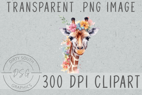 Download Watercolor Floral Giraffe Clip Art - Premium Bundle