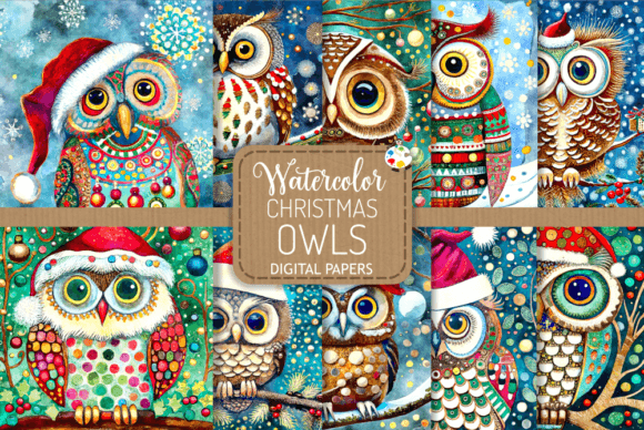 Download Christmas Owls - Watercolor Paintings - Premium Resources