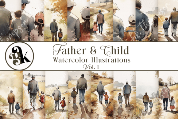 Download Father Child Watercolor Paintings Vol 1 - Watercolor paintings Collection