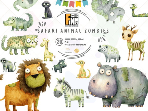 Download Zombie Animals PNG Clipart, Safari Theme - Animals Collection